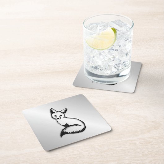 Silberfuchs Rechteckiger Pappuntersetzer (Vor Ort)