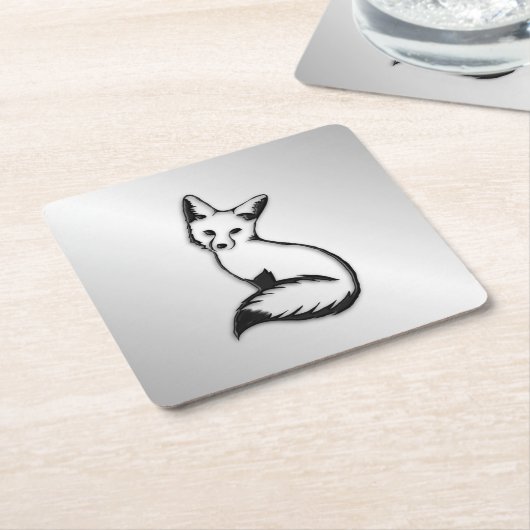 Silberfuchs Rechteckiger Pappuntersetzer (angewinkelt)