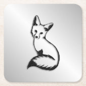 Silberfuchs Rechteckiger Pappuntersetzer (Vorderseite)