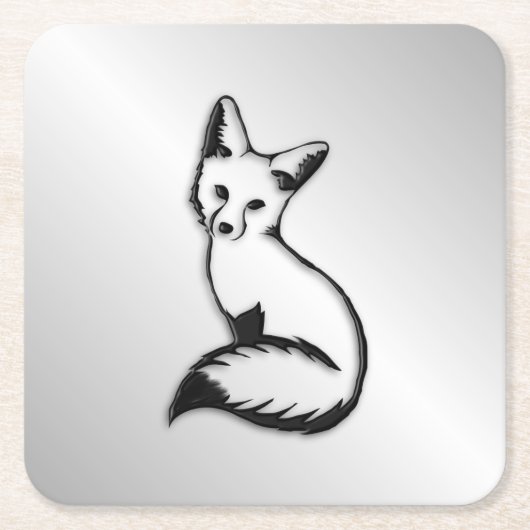 Silberfuchs Rechteckiger Pappuntersetzer (Vorderseite)