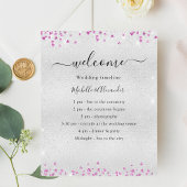 Silberfuchsienrosa Herzen Hochzeitsprogramm