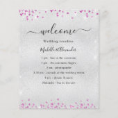 Silberfuchsienrosa Herzen Hochzeitsprogramm (Vorderseite)