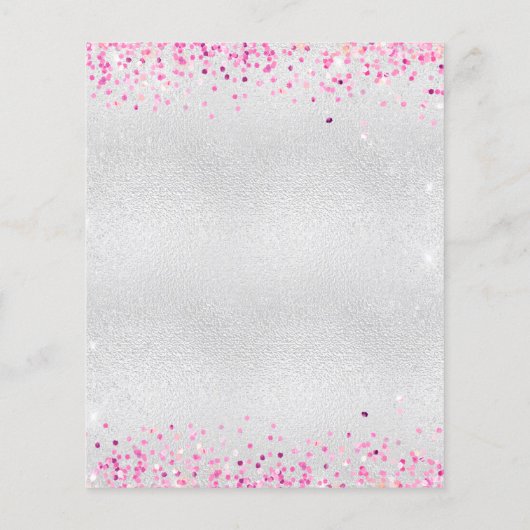 Silberfuchsienrosa Konfetti Hochzeitsprogramm (Rückseite)