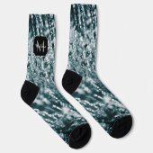 Silberfunkel abstraktes Monogramm gefrorene Eisbla Socken (Rechts)