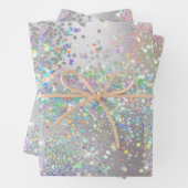 Silberfunkel-Hologramm-Regenbogen-Glitzer glänzt Geschenkpapier Set (Beispiel)