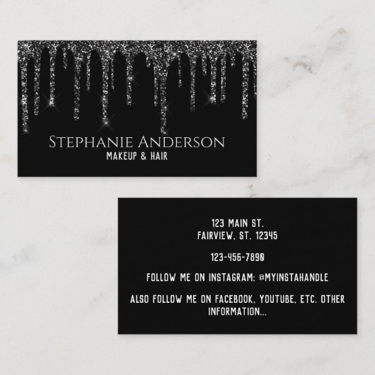 Silberfunkel-Tropfen Visitenkarte (Vorne/Hinten)