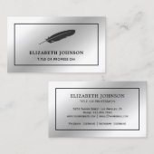 Silberfuß Schwarze Feder Vintag Quill Pen Visitenkarte (Vorne/Hinten)