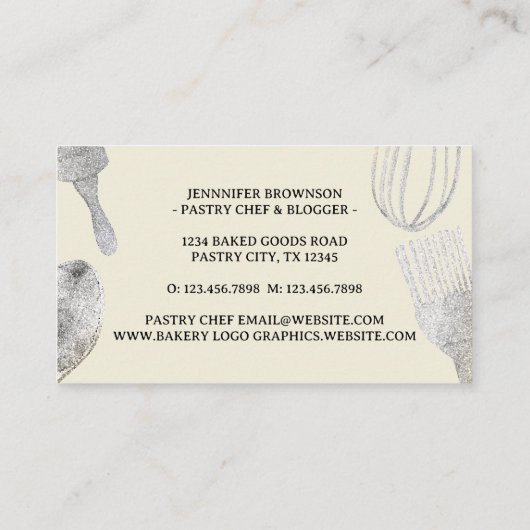 Silbergebäckherd Visitenkarte (Rückseite)