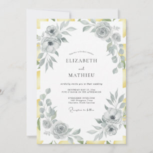 Silbergelbe Blätterhochzeit Einladung