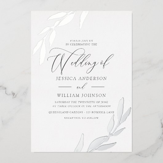 Silbergepresste Bleche Hochzeitsfeier Folieneinladung (Vorderseite)