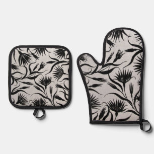 Silbergequiltete Hitze, Ofen-Mitt und Pot-Ho Ofenhandschuh & Topflappen-Set