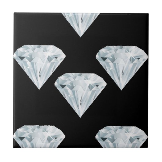 Silberglänzende Diamanten auf schwarz Fliese (Vorderseite)