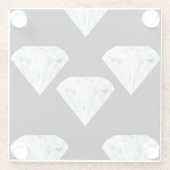 Silberglänzende Diamanten auf schwarz Glasuntersetzer (Rückseite)