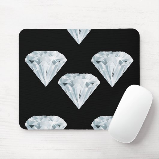 Silberglänzende Diamanten auf schwarz Mousepad (Mit Mouse)