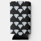 Silberglänzende Diamanten auf schwarz Selters Dosenkühler (Rückseite)