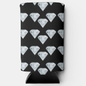 Silberglänzende Diamanten auf schwarz Selters Dosenkühler (Vorderseite)