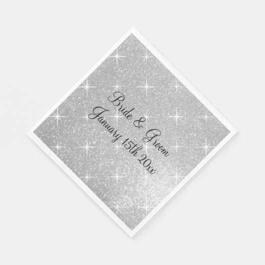 Silberglänzender Glitzer glänzende Galaveranstaltu Serviette (Ecke)