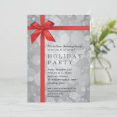Silberglatte Feiertage-Party Einladung (Stehend Vorderseite)