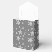 Silberglitter funkelt Sterne Muster hellgrau Geschenkschachtel (Geöffnet)