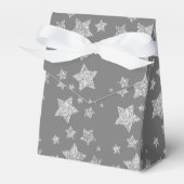 Silberglitter funkelt Sterne Muster hellgrau Geschenkschachtel (Vorderseite)