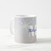 Silberglitter mit Sternen Kaffeetasse (Vorderseite Links)