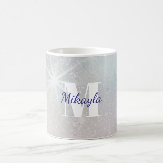 Silberglitter mit Sternen Kaffeetasse (Mittel)