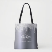 Silberglitter-Tropfen mit monogrammierten Initiale Tasche (Vorderseite)