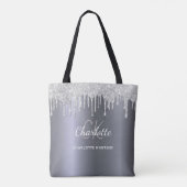 Silberglitter-Tropfen mit monogrammierten Initiale Tasche (Rückseite)