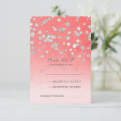 Silberglitz-Rosa-Korallenhochzeit RSVP-Karten RSVP Karte (Stehend Vorderseite)