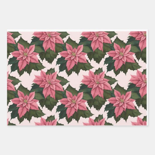 Silberglocken, Holly & Berries und Poinsettias Geschenkpapier Set (Vorderseite 3)