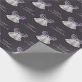 Silberglocken & Lila Bow Frohe Weihnachten Geschenkpapier (Ecke)