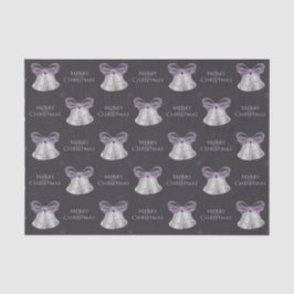 Silberglocken & Lila Bow Frohe Weihnachten Seidenpapier