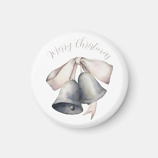 Silberglocken mit Gold Bow Weihnachten Magnet (Vorne)