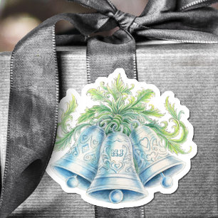 Silberglocken Monogram Wasserfarbe Hochzeit Aufkleber