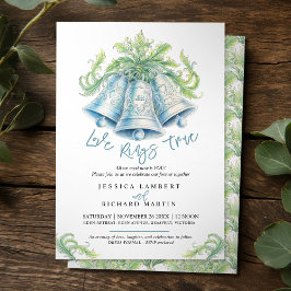 Silberglocken Monogram Wasserfarbe Hochzeit Einladung