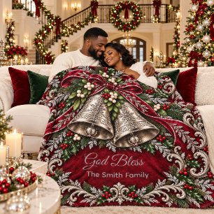 Silberglocken und Mistelzweig Weihnachtsfamiliense Sherpadecke