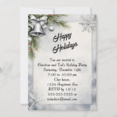 Silberglocken und Schneeflocken Weihnachten Party Einladung (Vorderseite)