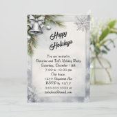 Silberglocken und Schneeflocken Weihnachten Party Einladung (Stehend Vorderseite)