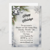 Silberglocken und Schneeflocken Weihnachten Party Einladung (Vorne/Hinten)