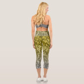 Silbergold dunkle Glitzern Glitzer ombre Capri Leggings (Rückseite)