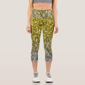 Silbergold dunkle Glitzern Glitzer ombre Capri Leggings (Vorderseite)