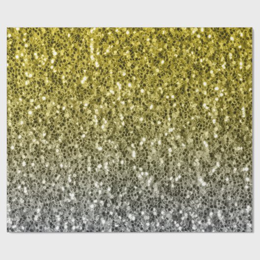 Silbergold dunkle Glitzern Glitzer ombre Geschenkpapier (Flach)