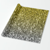 Silbergold dunkle Glitzern Glitzer ombre Geschenkpapier (Ungerollt)
