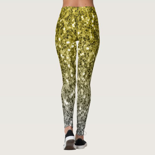 Silbergold dunkle Glitzern Glitzer ombre Leggings (Rückseite)