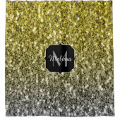 Silbergold dunkle Glitzern Glitzer ombre Monogram Duschvorhang (Vorderseite)