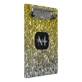 Silbergold dunkle Glitzern Glitzer ombre Monogram Mini Klemmbrett (Schrägansicht)