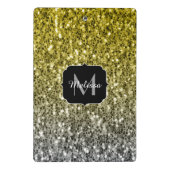 Silbergold dunkle Glitzern Glitzer ombre Monogram Mini Klemmbrett (Rückseite)