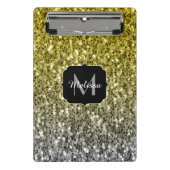 Silbergold dunkle Glitzern Glitzer ombre Monogram Mini Klemmbrett (Vorderseite)