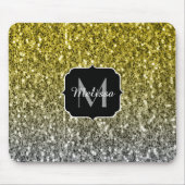 Silbergold dunkle Glitzern Glitzer ombre Monogram Mousepad (Vorne)