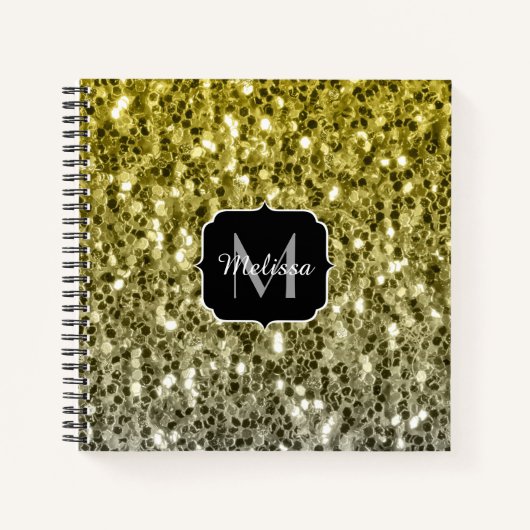 Silbergold dunkle Glitzern Glitzer ombre Monogram Notizblock (Vorderseite)